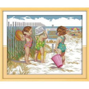 Пляж Набор для вышивания крестом с печатной схемой на ткани Joy Sunday R469