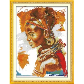 Африканська жінка Набір для вишивання хрестиком з друкованою  схемою на тканині Joy Sunday  R659