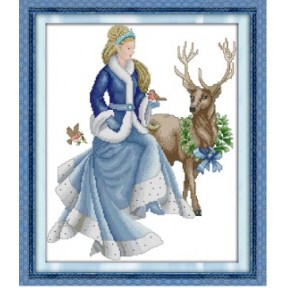 Сказка зимой  Набор для вышивания крестом с печатной схемой на ткани Joy Sunday R936