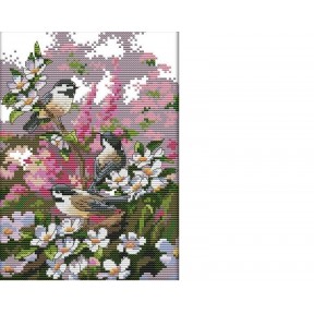 Три птички  Набор для вышивания крестом с печатной схемой на ткани Joy Sunday D514