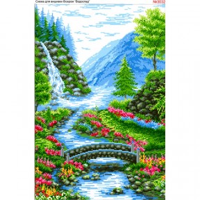 Пейзаж із водоспадом Схема для вишивки бісером Biser-Art 3032ба