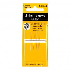 Ball Point Bead Embroidery №12 (4шт) Набор коротких бисерных игл с закругленным кончиком John James JJ10712B