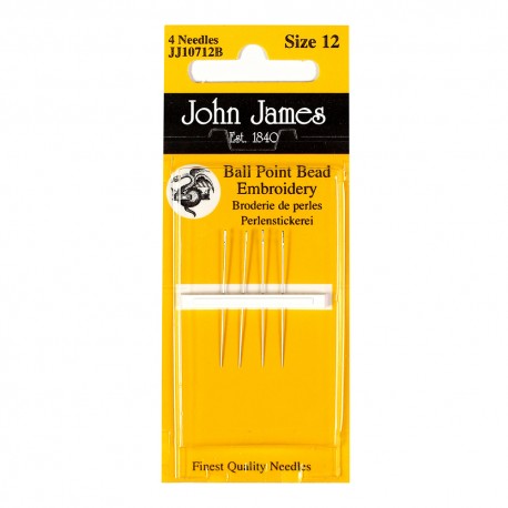 Ball Point Bead Embroidery №12 (4шт) Набір коротких бісерних голок із закругленим кінчиком John James JJ10712B