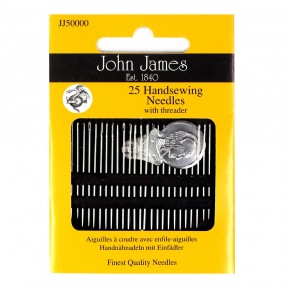 25 Sewing needles + Threader Набор швейных игл + нитковдеватель John James JJ50000