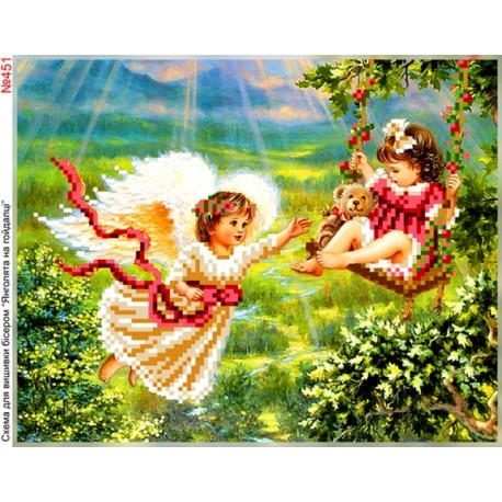 Ангелочки на качеле Схема для вышивки бисером Biser-Art 451ба