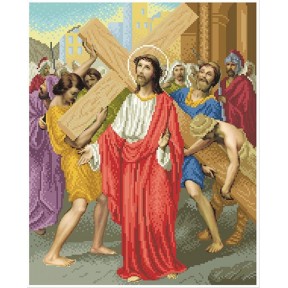 Иисус берет на себя крест Канва с нанесенным рисунком для вышивания бисером Солес ХД-02-СХ