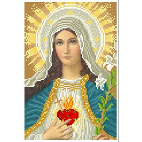 Сердце Марии (малая) Канва с нанесенным рисунком для вышивания бисером БС Солес СМ-02-м-СХ