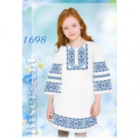 Платье детское белое (габардин) Заготовка для вышивки бисером или нитками Biser-Art 1698ба