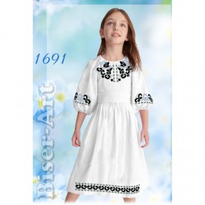 Платье детское белое (габардин) Заготовка для вышивки бисером или нитками Biser-Art 1691ба