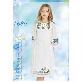 Платье детское белое (габардин) Заготовка для вышивки бисером или нитками Biser-Art 1686ба