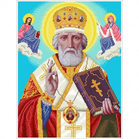 Святий Миколай (великий) Канва з нанесеним малюнком для вишивання бісером Солес СМ-В-СХ