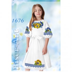 Платье детское белое (габардин) Заготовка для вышивки бисером или нитками Biser-Art 1676ба