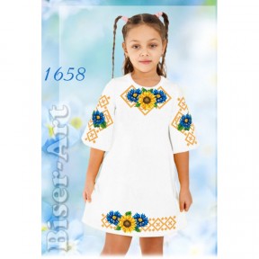 Платье детское белое (габардин) Заготовка для вышивки бисером или нитками Biser-Art 1658ба