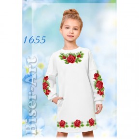 Платье детское белое (габардин) Заготовка для вышивки бисером или нитками Biser-Art 1655ба