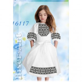 Платье детское белое (габардин) Заготовка для вышивки бисером или нитками Biser-Art 16117ба