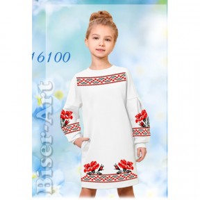 Сукня дитяча біла (габардин) Заготовка для вишивки бісером або нитками Biser-Art 16100ба