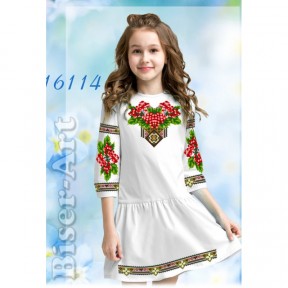 Платье детское белое (габардин) Заготовка для вышивки бисером или нитками Biser-Art 16114ба