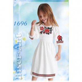 Платье детское белое (габардин) Заготовка для вышивки бисером или нитками Biser-Art 1696ба