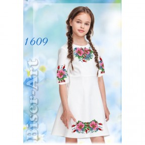 Платье детское белое (габардин) Заготовка для вышивки бисером или нитками Biser-Art 1609ба