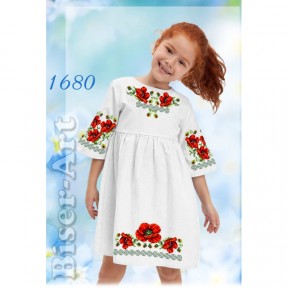 Платье детское белое (габардин) Заготовка для вышивки бисером или нитками Biser-Art 1680ба