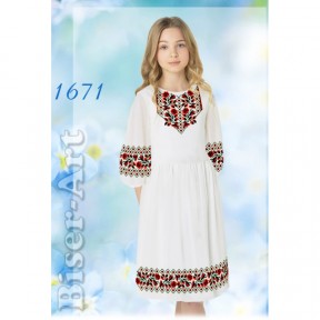 Платье детское белое (габардин) Заготовка для вышивки бисером или нитками Biser-Art 1671ба