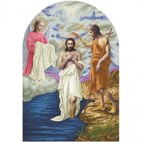Крещение Господне (иконостас) Канва с нанесенным рисунком для вышивания бисером Солес І-ХГ-СХ