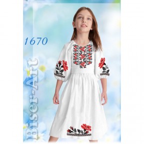 Платье детское белое (габардин) Заготовка для вышивки бисером или нитками Biser-Art 1670ба