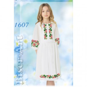 Платье детское белое (габардин) Заготовка для вышивки бисером или нитками Biser-Art 1607ба