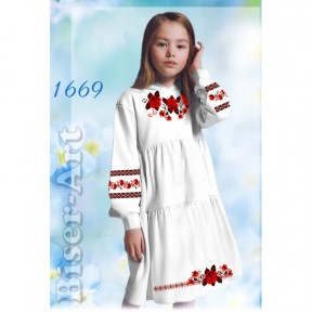 Сукня дитяча біла (габардин) Заготовка для вишивки бісером або нитками Biser-Art 1669ба