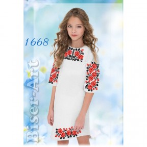 Платье детское белое (габардин) Заготовка для вышивки бисером или нитками Biser-Art 1668ба