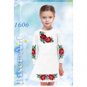 Платье детское белое (габардин) Заготовка для вышивки бисером или нитками Biser-Art 1606ба