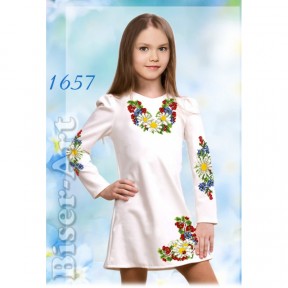 Платье детское белое (габардин) Заготовка для вышивки бисером или нитками Biser-Art 1657ба