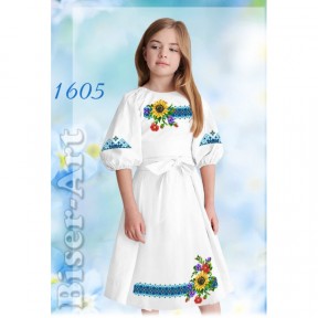 Платье детское белое (габардин) Заготовка для вышивки бисером или нитками Biser-Art 1605ба