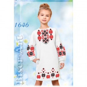 Платье детское белое (габардин) Заготовка для вышивки бисером или нитками Biser-Art 1646ба