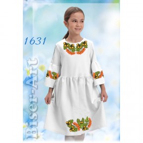 Платье детское белое (габардин) Заготовка для вышивки бисером или нитками Biser-Art 1631ба