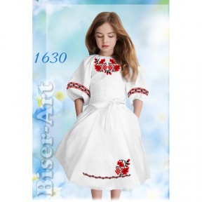 Платье детское белое (габардин) Заготовка для вышивки бисером или нитками Biser-Art 1630ба