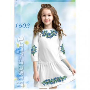 Платье детское белое (габардин) Заготовка для вышивки бисером или нитками Biser-Art 1603ба