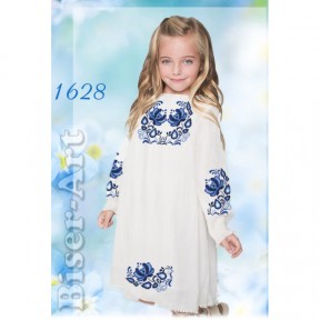 Платье детское белое (габардин) Заготовка для вышивки бисером или нитками Biser-Art 1628ба