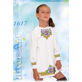 Платье детское белое (габардин) Заготовка для вышивки бисером или нитками Biser-Art 1617ба