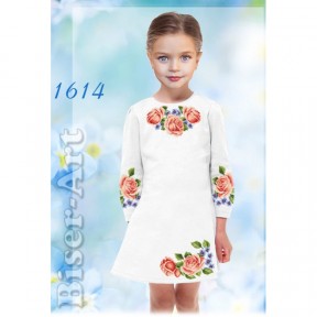 Платье детское белое (габардин) Заготовка для вышивки бисером или нитками Biser-Art 1614ба