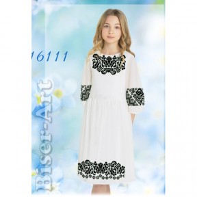 Платье детское белое (габардин) Заготовка для вышивки бисером или нитками Biser-Art 16111ба