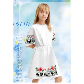 Платье детское белое (габардин) Заготовка для вышивки бисером или нитками Biser-Art 16110ба