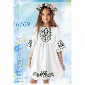 Платье детское белое (габардин) Заготовка для вышивки бисером или нитками Biser-Art 16109ба