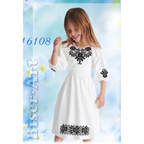 Платье детское белое (габардин) Заготовка для вышивки бисером или нитками Biser-Art 16108ба