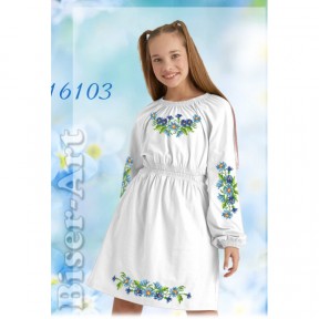 Платье детское белое (габардин) Заготовка для вышивки бисером или нитками Biser-Art 16103ба