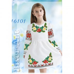 Платье детское белое (габардин) Заготовка для вышивки бисером или нитками Biser-Art 16101ба