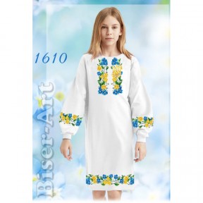 Платье детское белое (габардин) Заготовка для вышивки бисером или нитками Biser-Art 1610ба