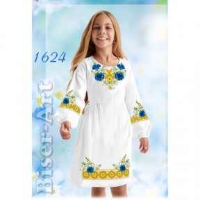Платье детское белое (лён) Заготовка для вышивки бисером или нитками Biser-Art 1624-лба