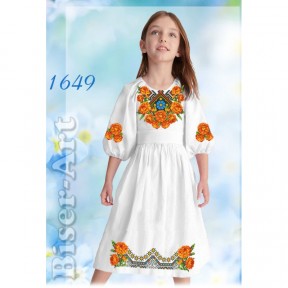 Платье детское белое (лён) Заготовка для вышивки бисером или нитками Biser-Art 1649-лба