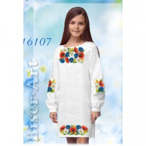 Платье детское белое (лён) Заготовка для вышивки бисером или нитками Biser-Art 16107-лба